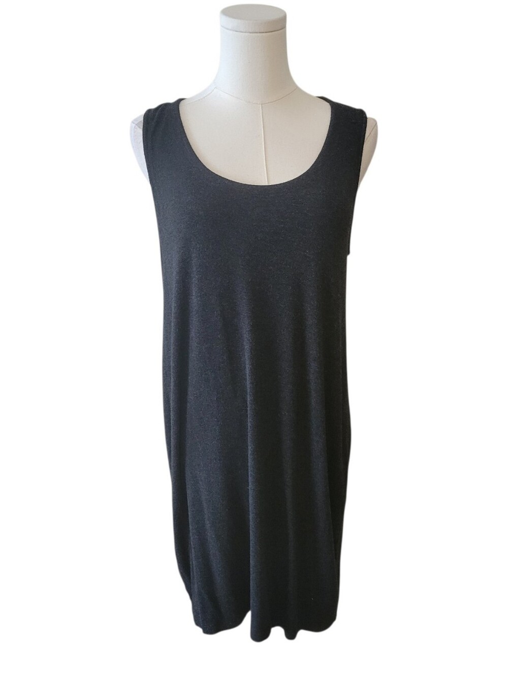 Eileen Fisher Black Sleeveless Soft Tank Shift Mini Dress Size Small